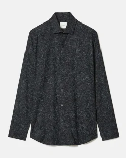 Slim-Fit Knit-Like Dress Shirt with Floral Pattern
