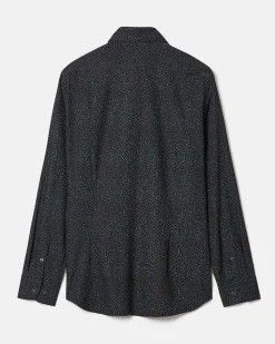 Slim-Fit Knit-Like Dress Shirt with Floral Pattern