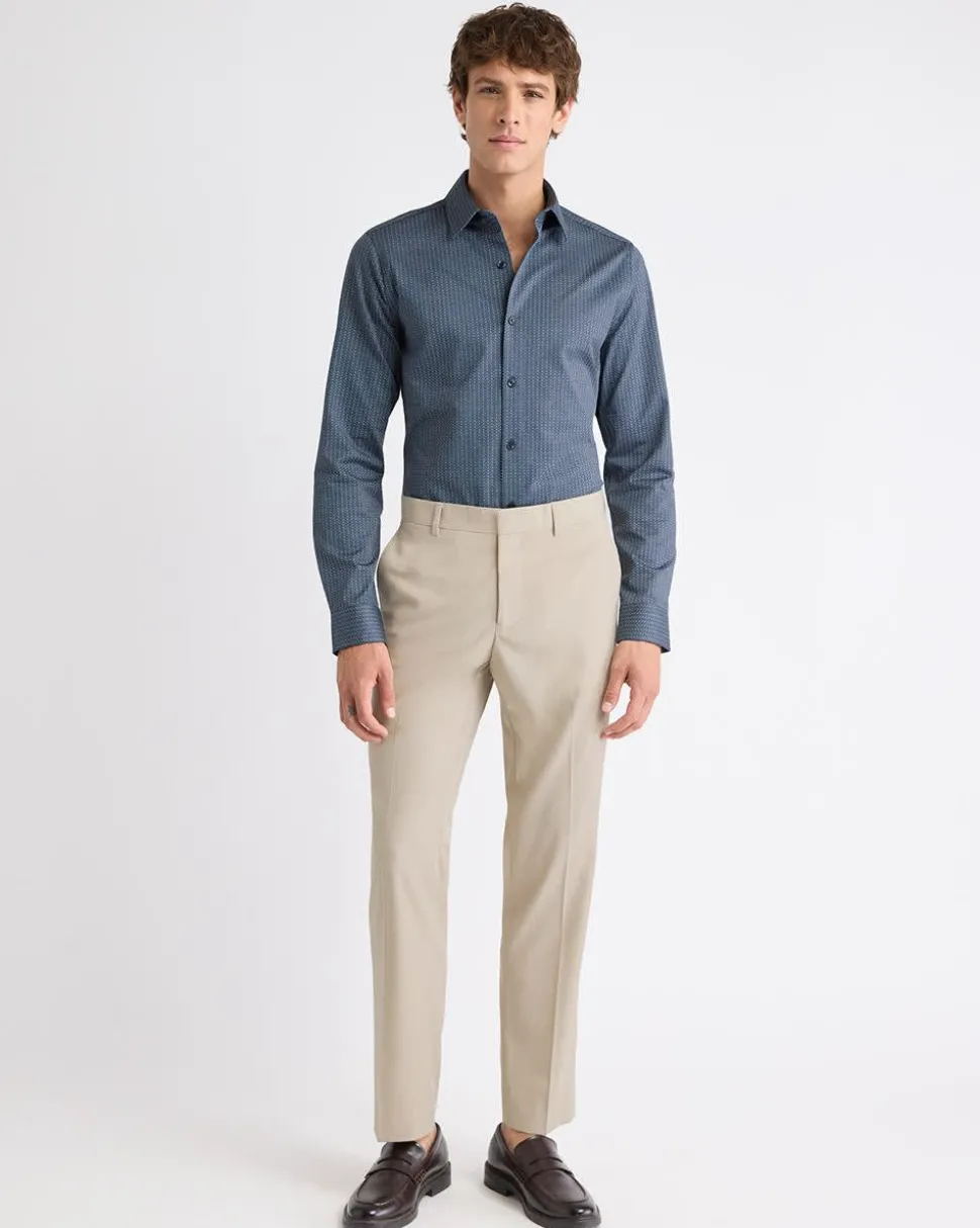 Slim-Fit Knit-Like Dress Shirt