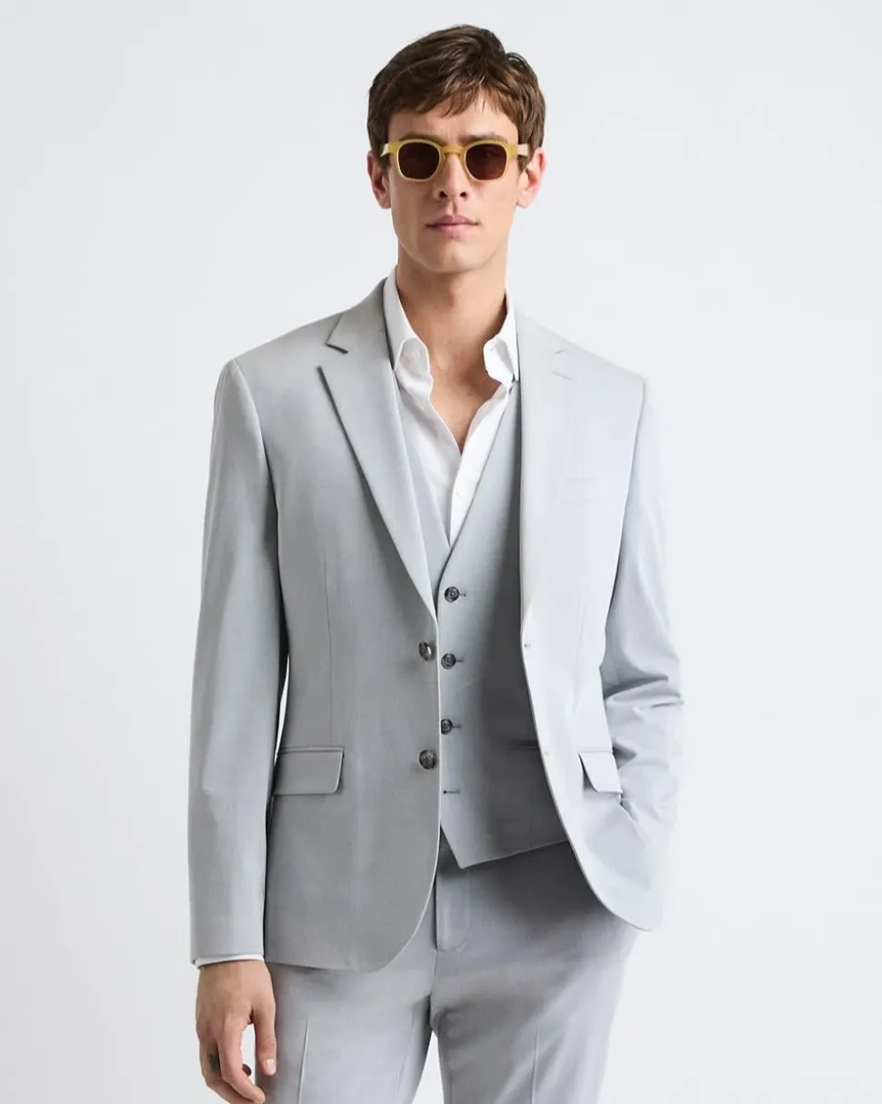Slim-Fit Light Grey Suit Blazer