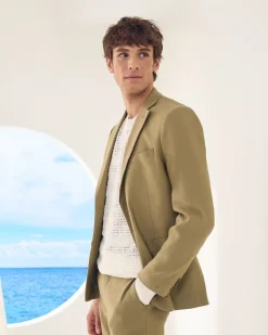 Slim-Fit Linen Suit Blazer