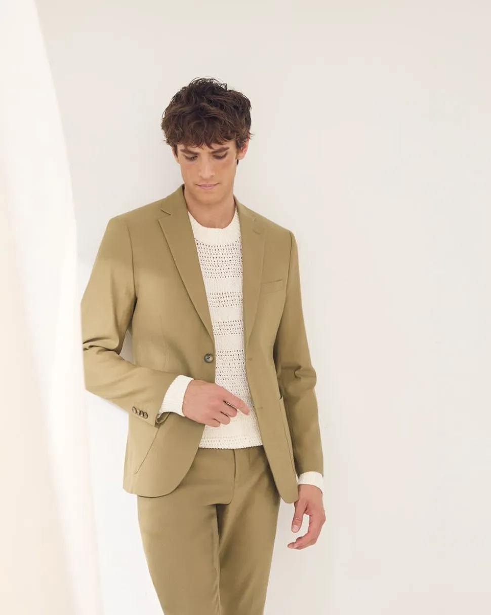 Slim-Fit Linen Suit Blazer