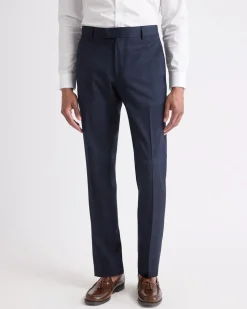 Slim-Fit Navy Checkered Suit Pant