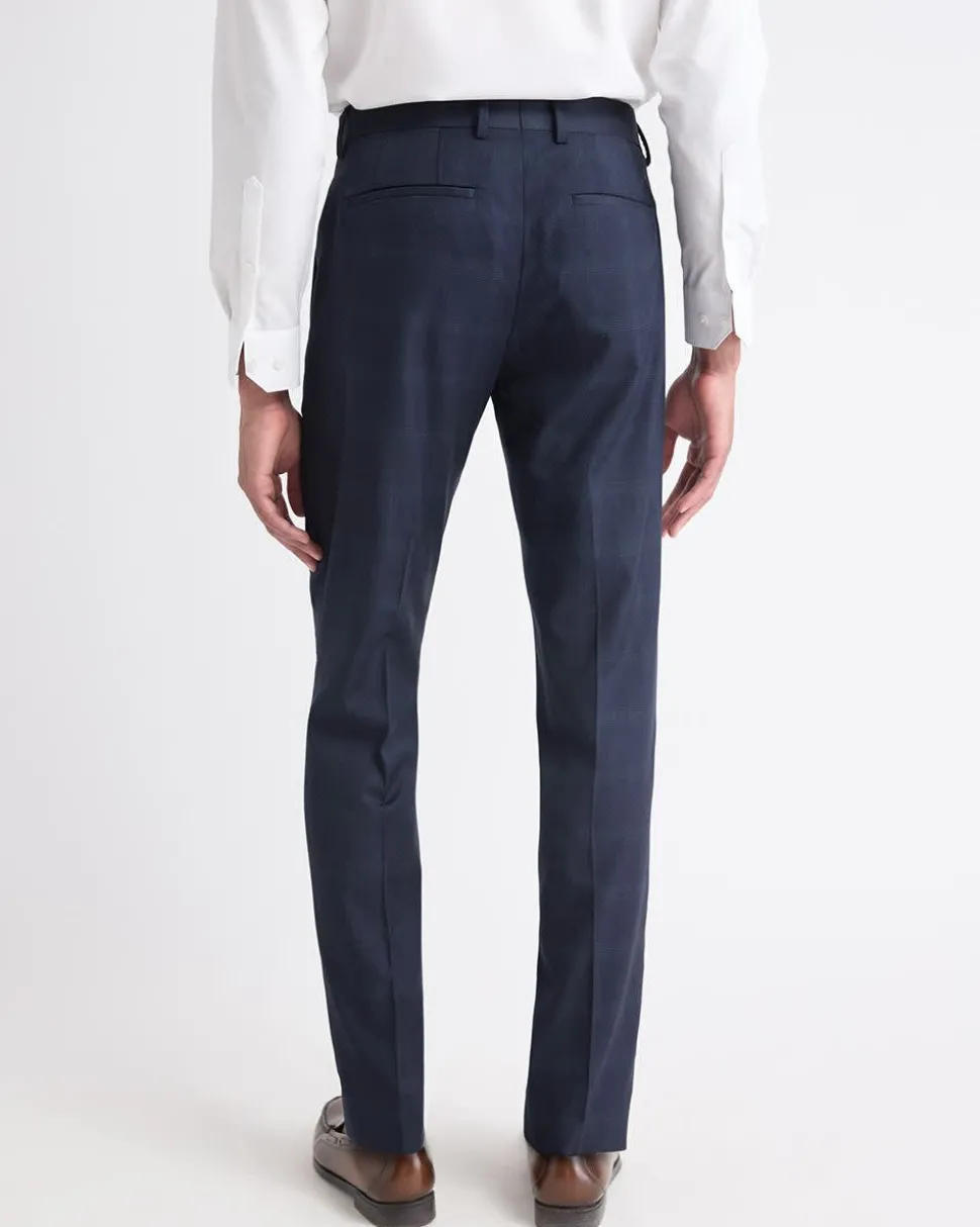 Slim-Fit Navy Checkered Suit Pant