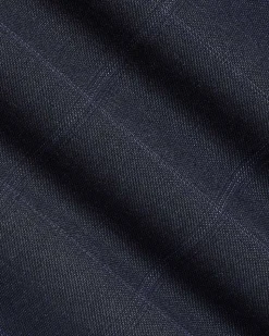 Slim-Fit Navy Windowpane Suit Pant