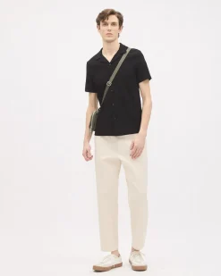 Slim-Fit Short-Sleeve Knit Shirt with Camp Collar