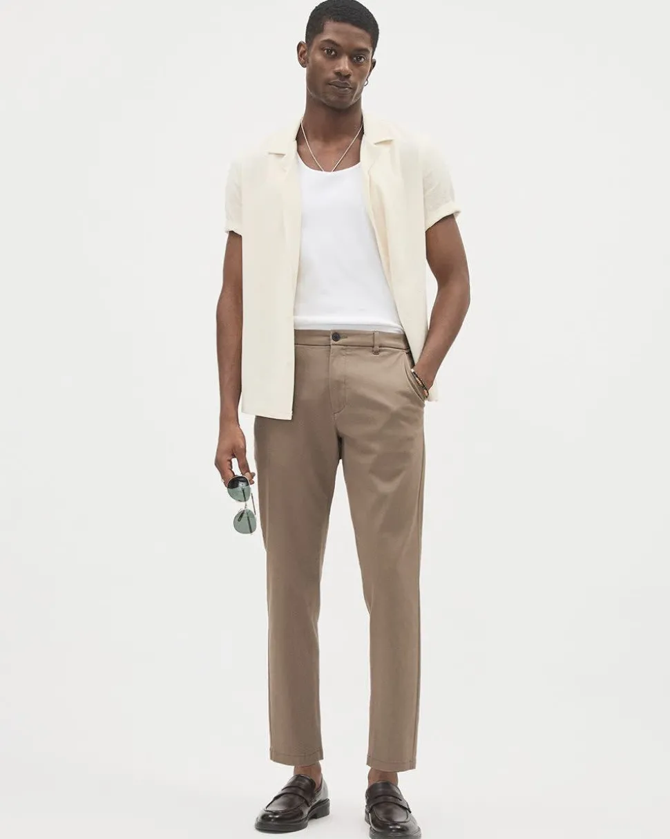 Slim-Fit Short-Sleeve Knit Shirt with Camp Collar