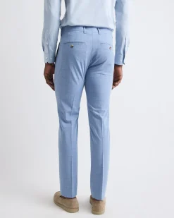 Slim-Fit Sky Blue Windowpane Suit Pant