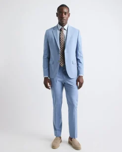 Slim-Fit Sky Blue Windowpane Suit Blazer
