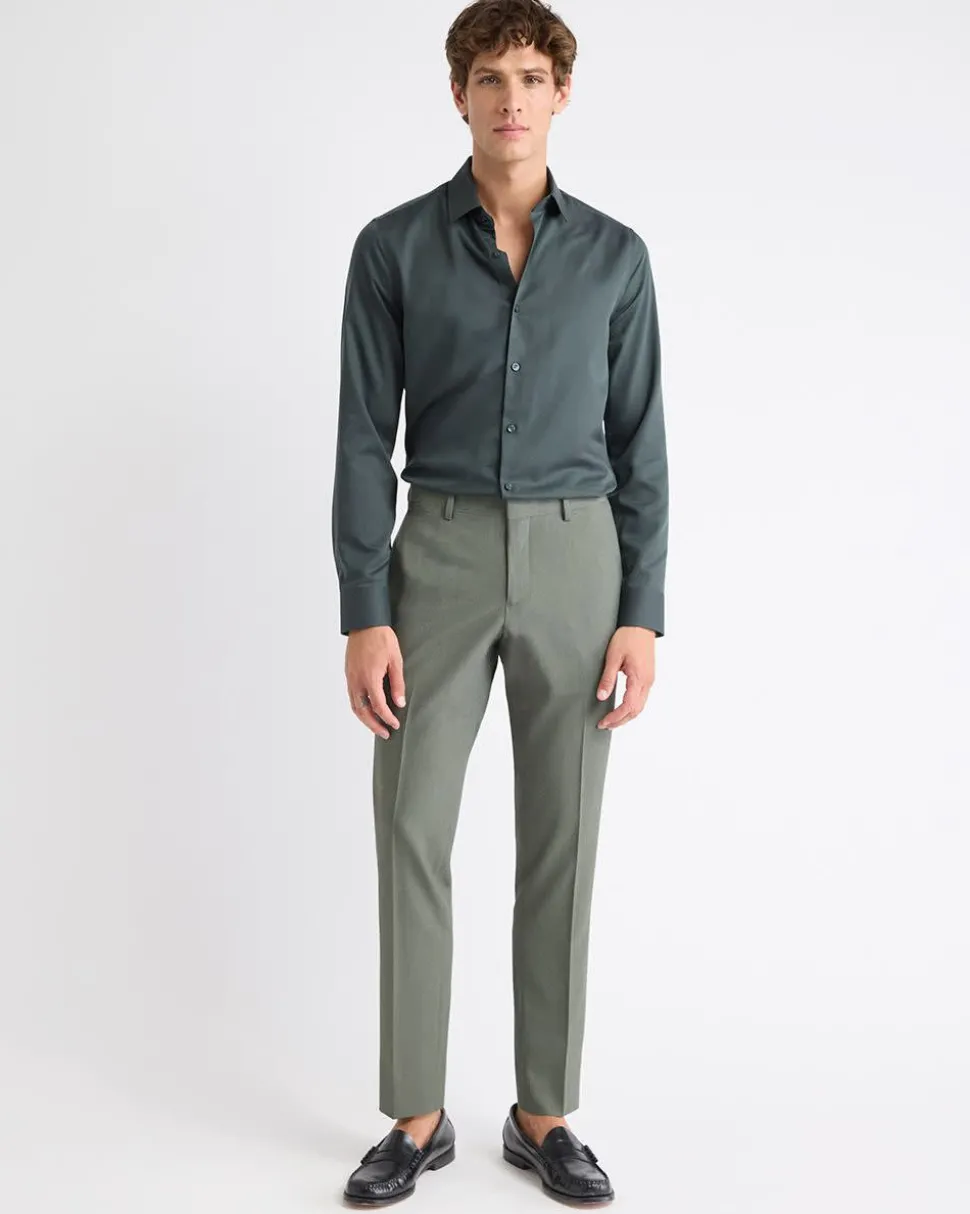 Slim-Fit Solid Cotton Modal Dress Shirt