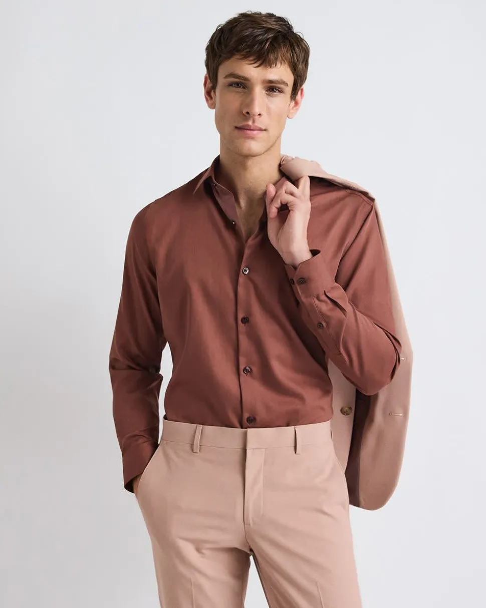 Slim-Fit Solid Cotton Modal Dress Shirt