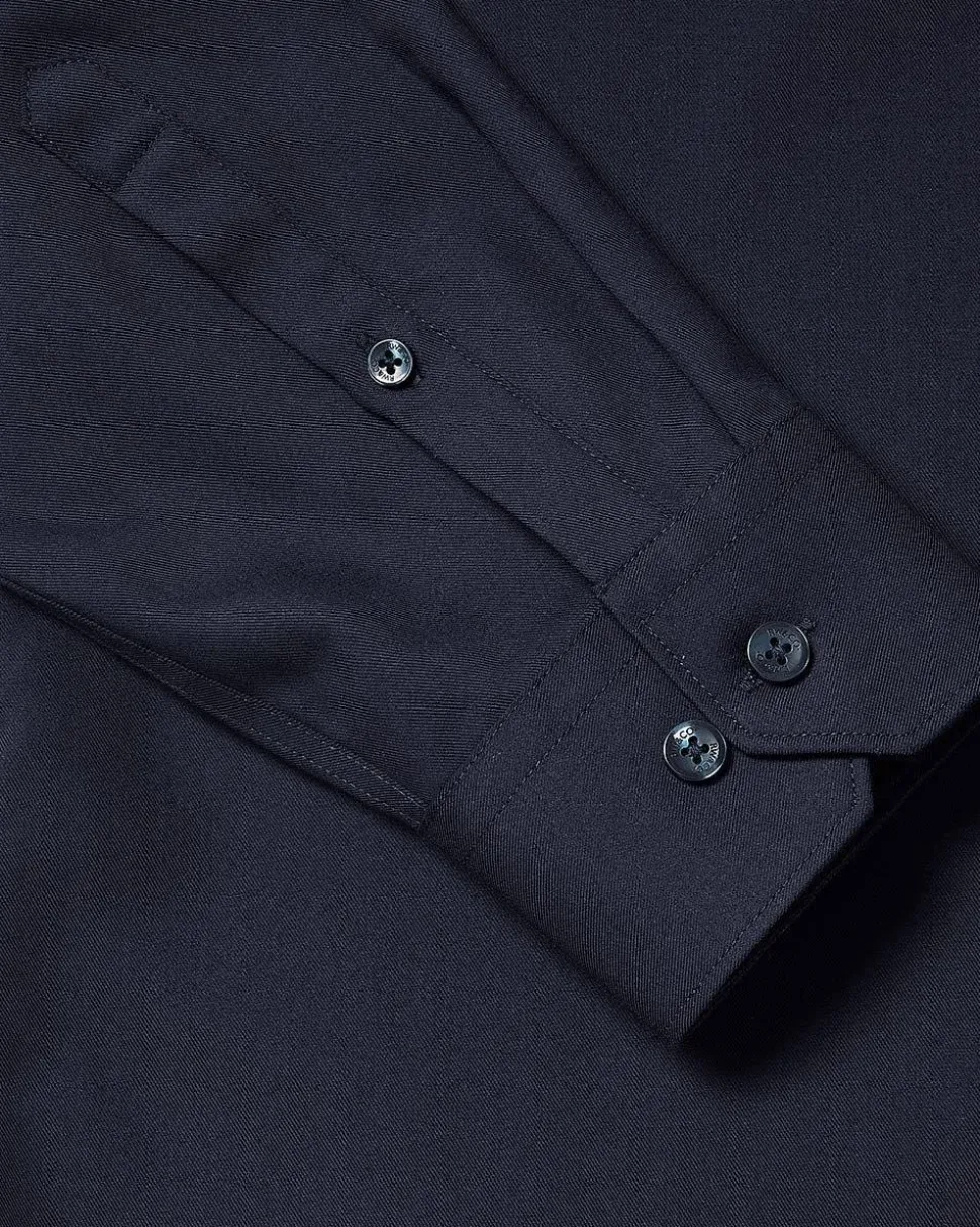 Slim-Fit Solid Cotton Modal Dress Shirt