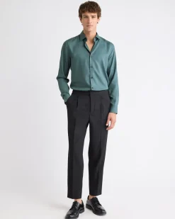 Slim-Fit Solid Cotton Modal Dress Shirt