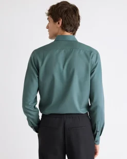 Slim-Fit Solid Cotton Modal Dress Shirt