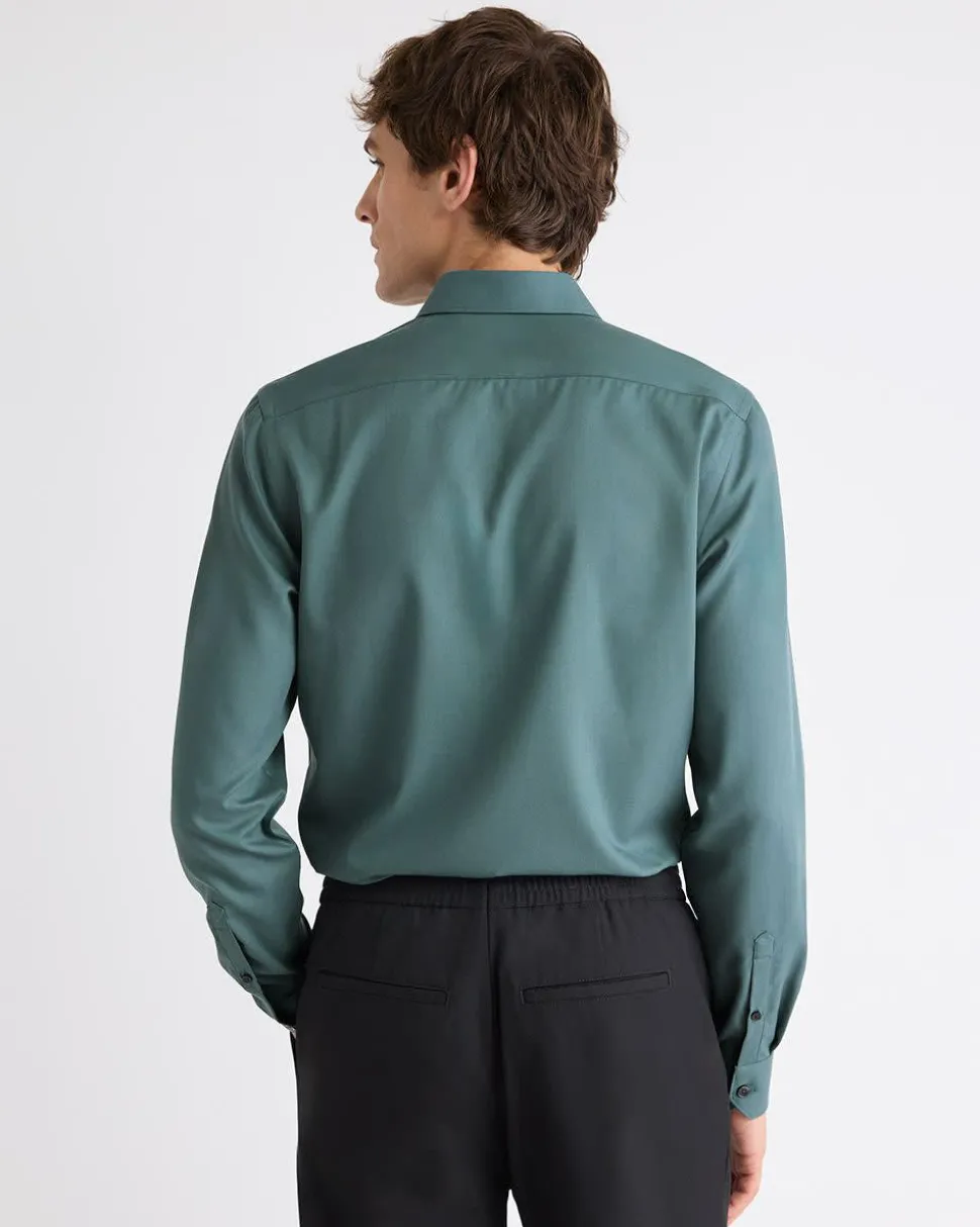 Slim-Fit Solid Cotton Modal Dress Shirt