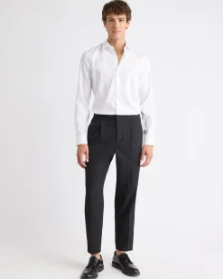 Slim-Fit Solid Cotton Modal Dress Shirt