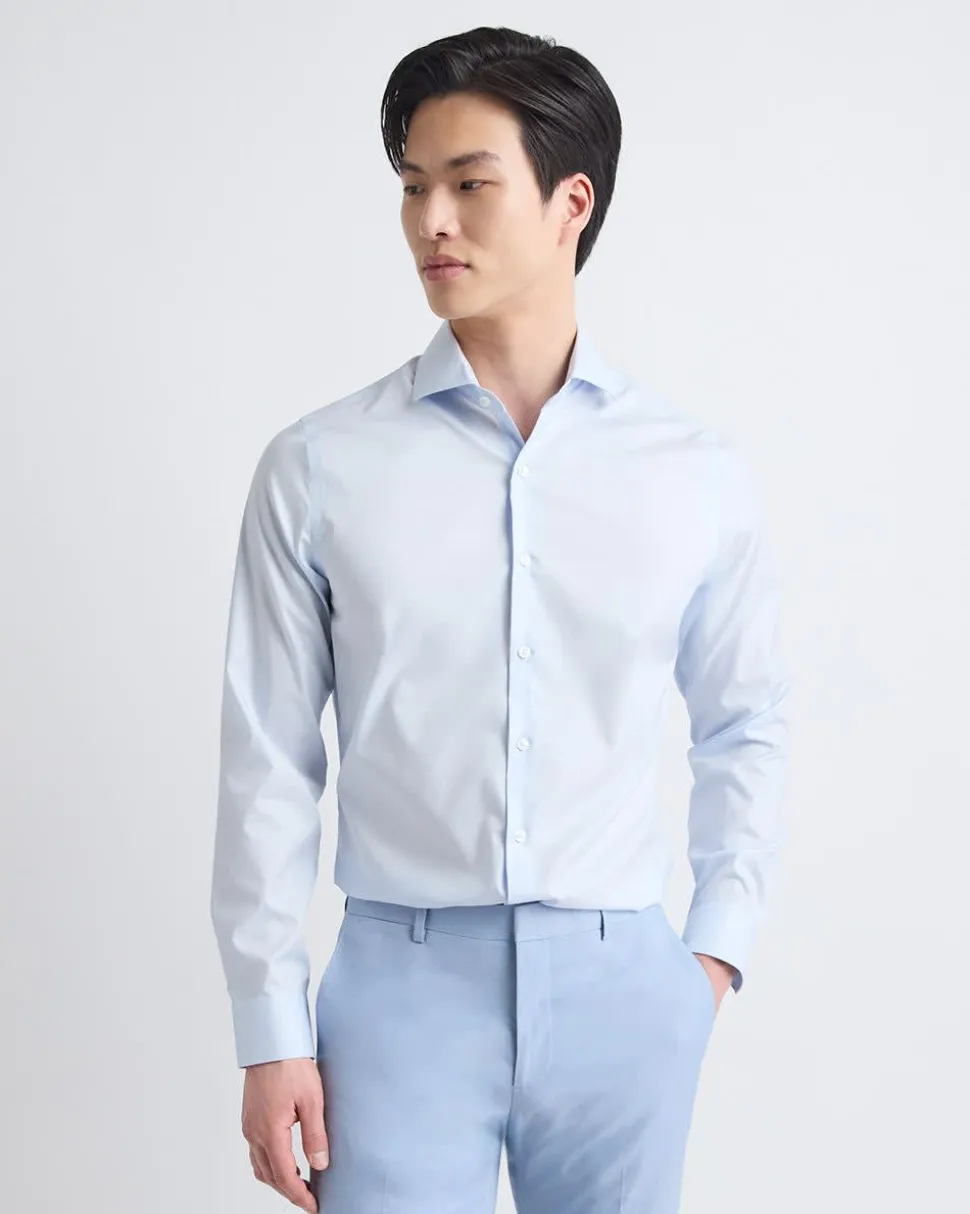 Slim-Fit Solid Sateen Dress Shirt