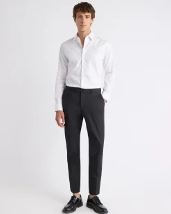 Slim-Fit Solid Twill Dress Shirt