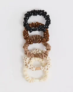 Small Polka-Dot Scrunchies - Set of 5