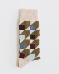 Socks with Square Geometric Pattern