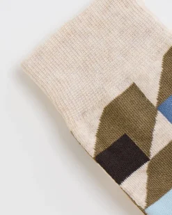 Socks with Square Geometric Pattern