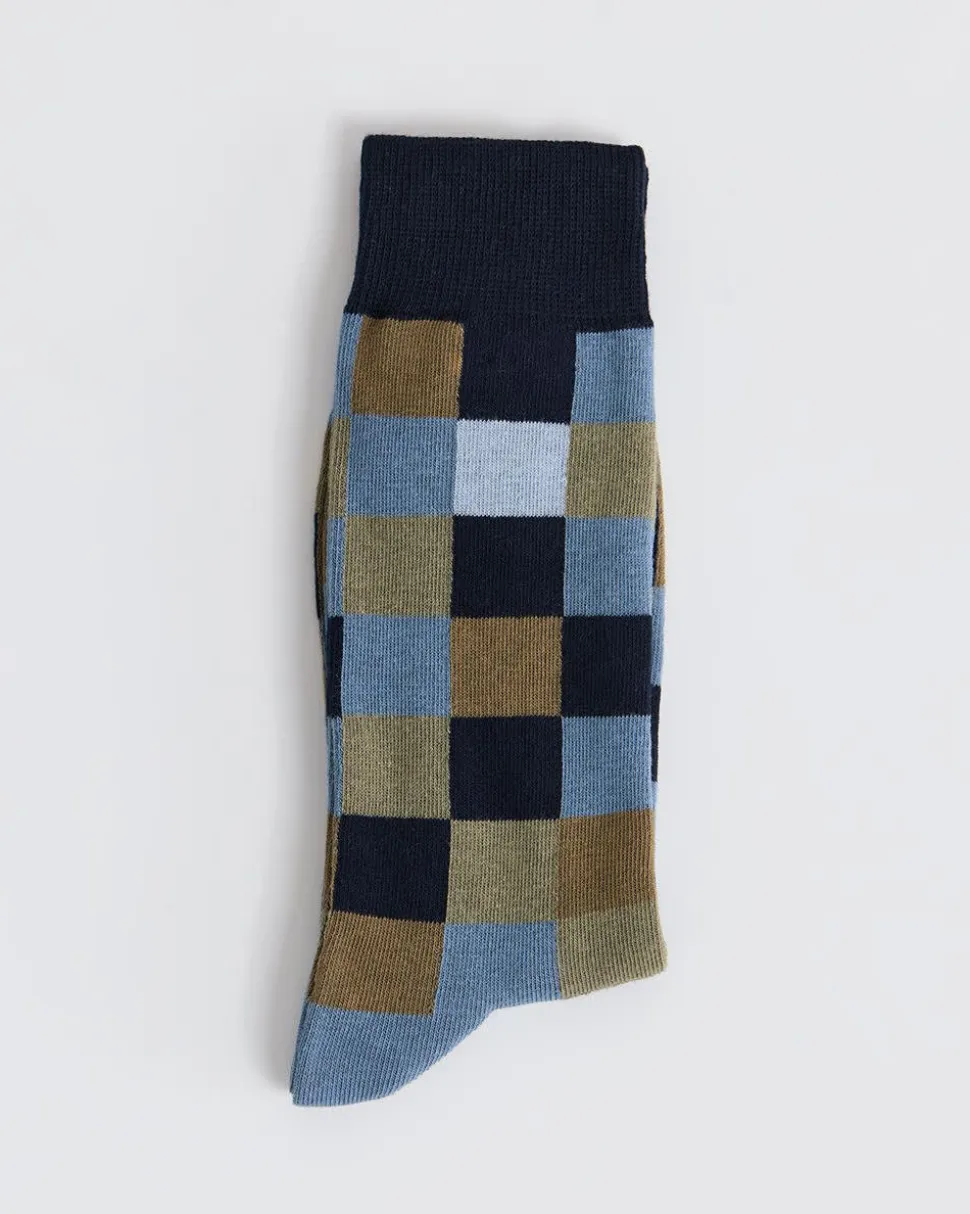 Socks with Square Geometric Pattern