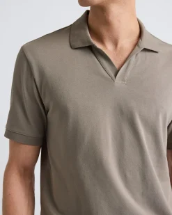Solid CoolMax (R) Short-Sleeve Polo with Johnny Collar