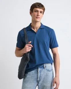 Solid CoolMax (R) Short-Sleeve Polo with Johnny Collar