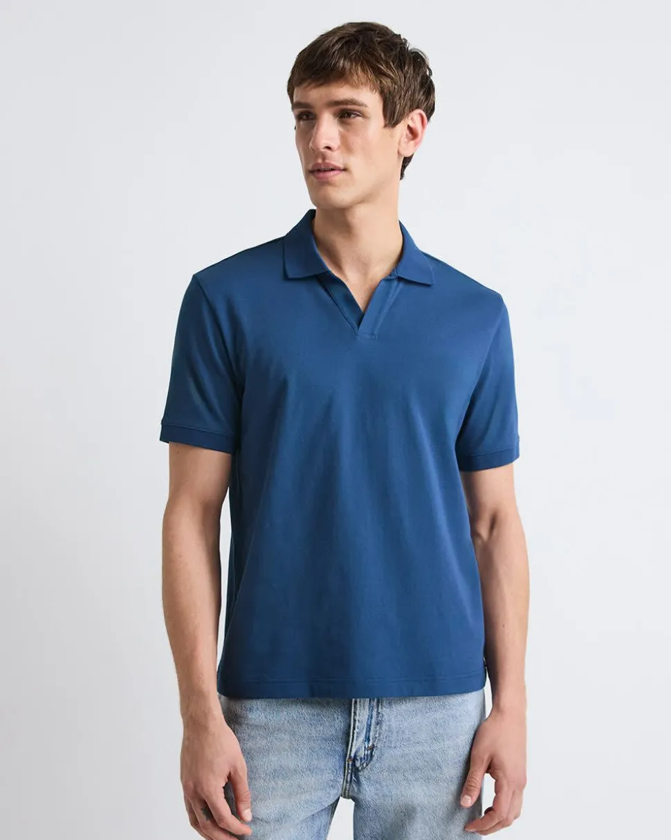 Solid CoolMax (R) Short-Sleeve Polo with Johnny Collar