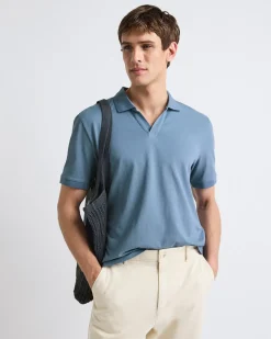Solid CoolMax (R) Short-Sleeve Polo with Johnny Collar