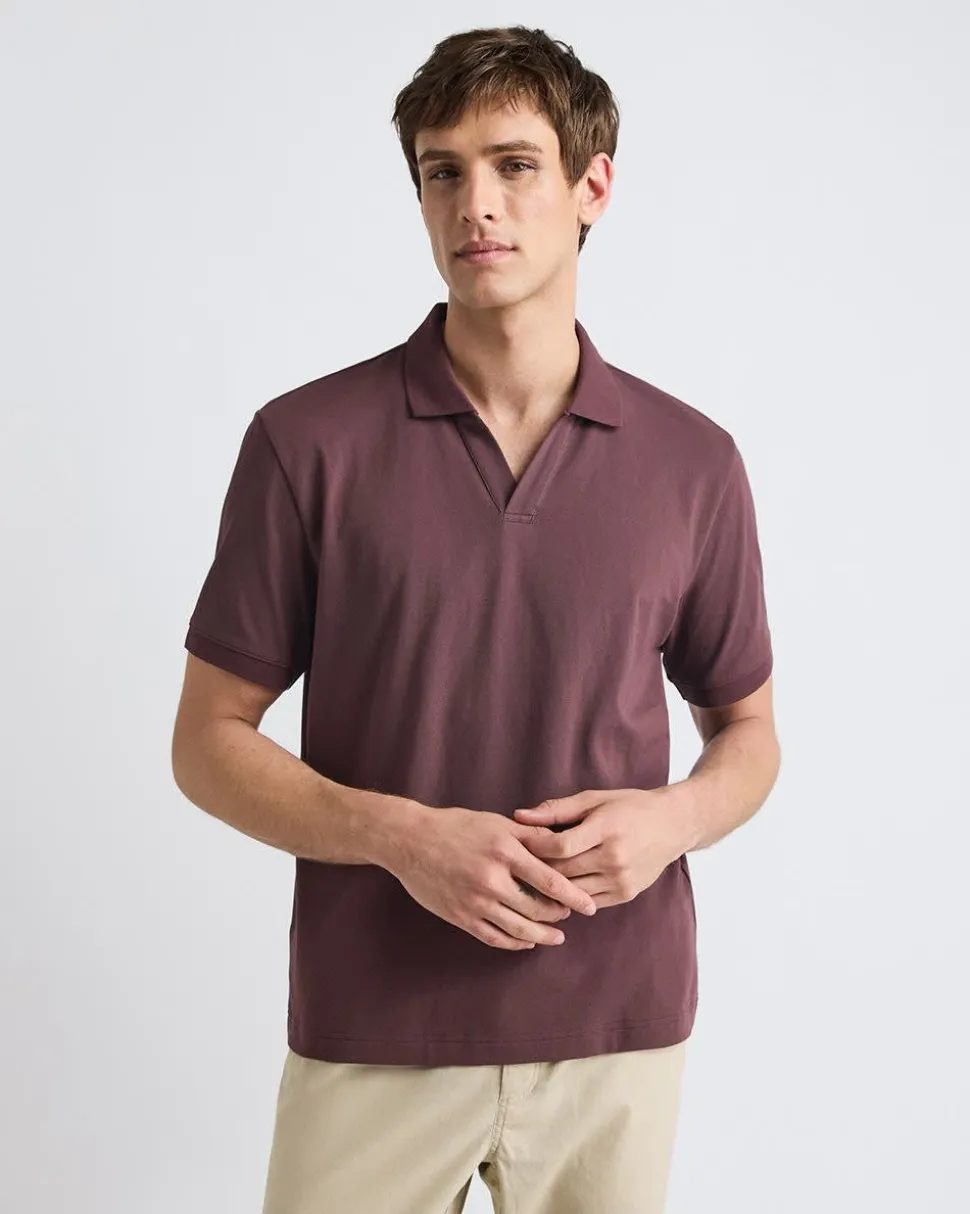Solid CoolMax (R) Short-Sleeve Polo with Johnny Collar
