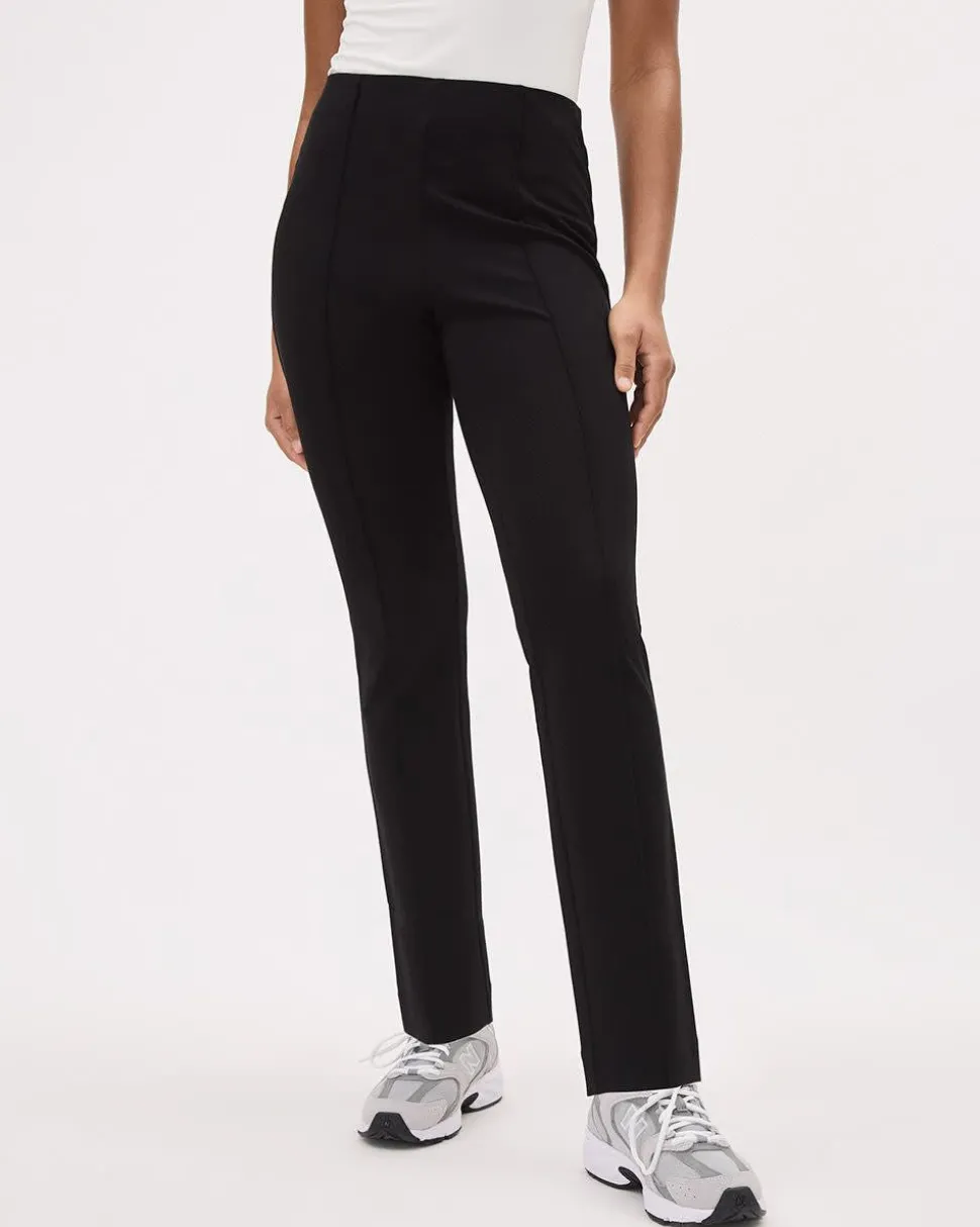 Solid Pull-On High-Rise Slim-Leg Ankle Pant