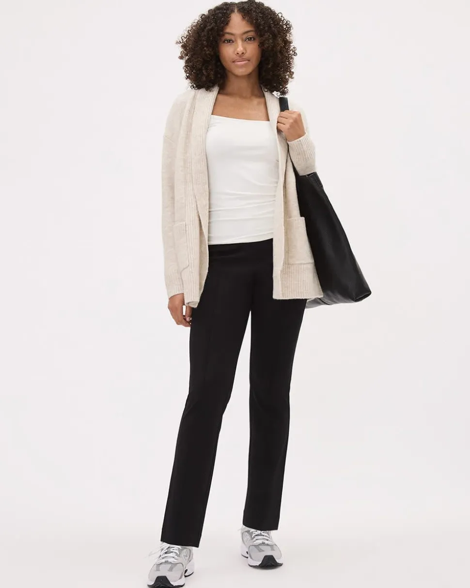 Solid Pull-On High-Rise Slim-Leg Ankle Pant