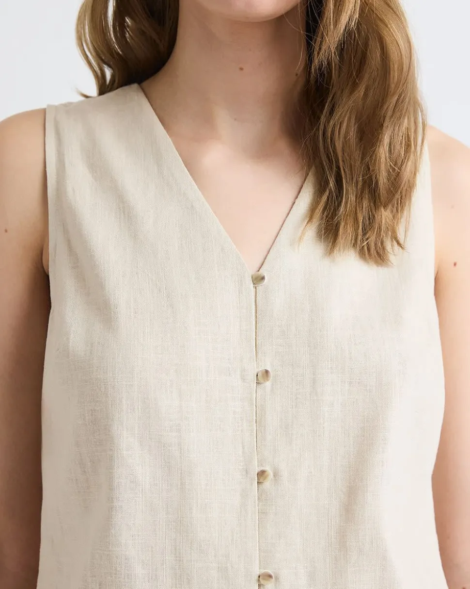 Solid Sleeveless Linen-Blend Blouse