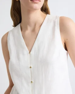 Solid Sleeveless Linen-Blend Blouse