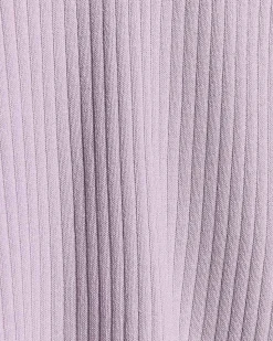 Split-Neck Elbow-Sleeve Ribbed Sweater