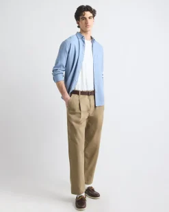 Straight-Leg Pleated Chino Pant