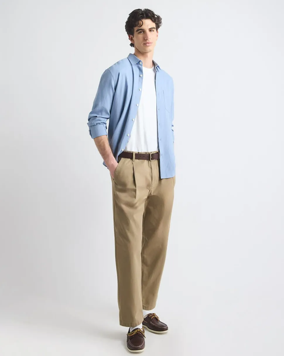 Straight-Leg Pleated Chino Pant