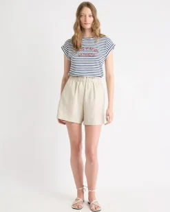 Striped Extended-Sleeve Crew-Neck T-Shirt