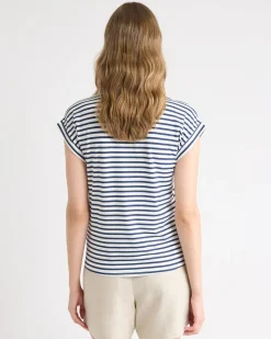 Striped Extended-Sleeve Crew-Neck T-Shirt