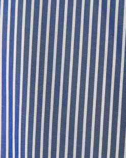 Striped Extended-Sleeve Poplin Bib Blouse with Shirt Collar