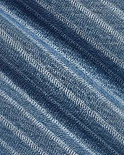 Striped High-Rise Denim Maxi Skirt