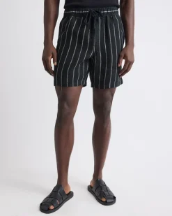 Striped Linen Short with Elastic Waistband
