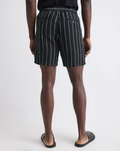 Striped Linen Short with Elastic Waistband