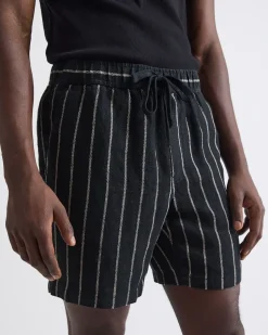Striped Linen Short with Elastic Waistband