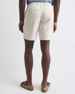Striped Linen-Blend Short with Elastic Waistband