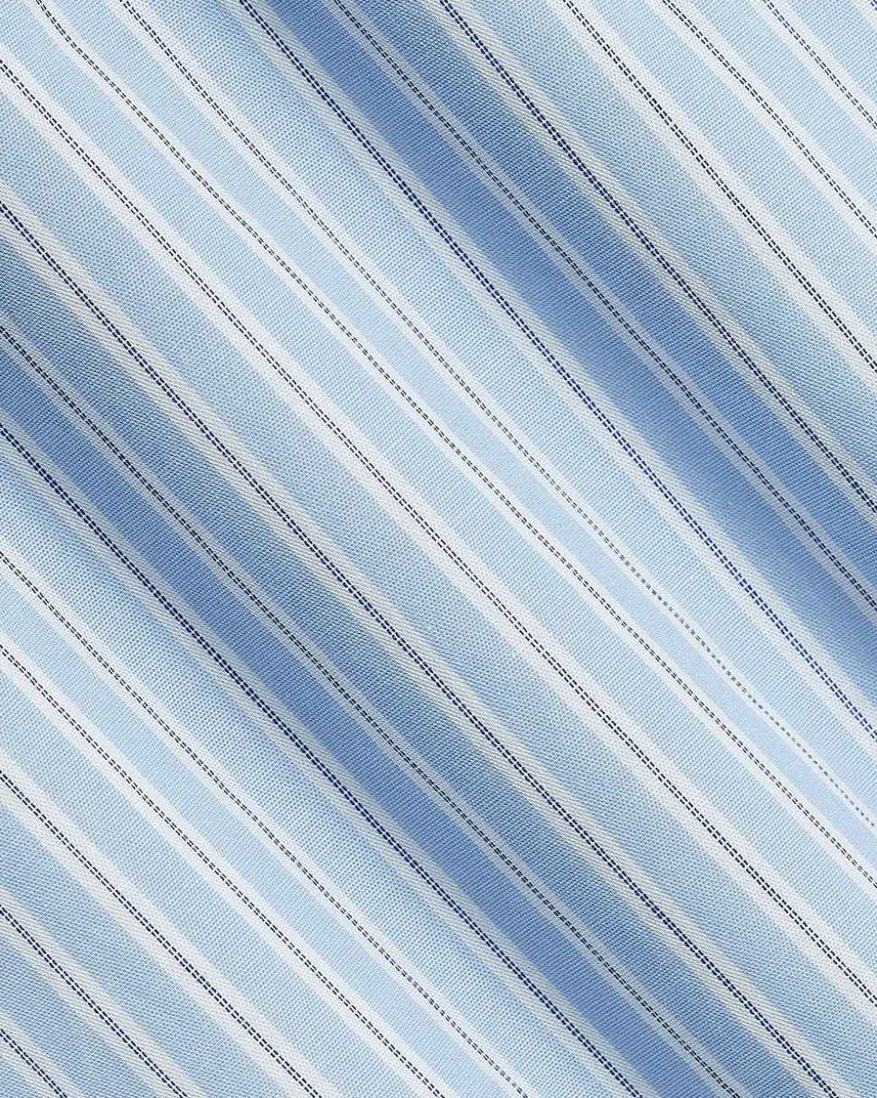 Striped Long-Sleeve Buttoned-Down Poplin Blouse
