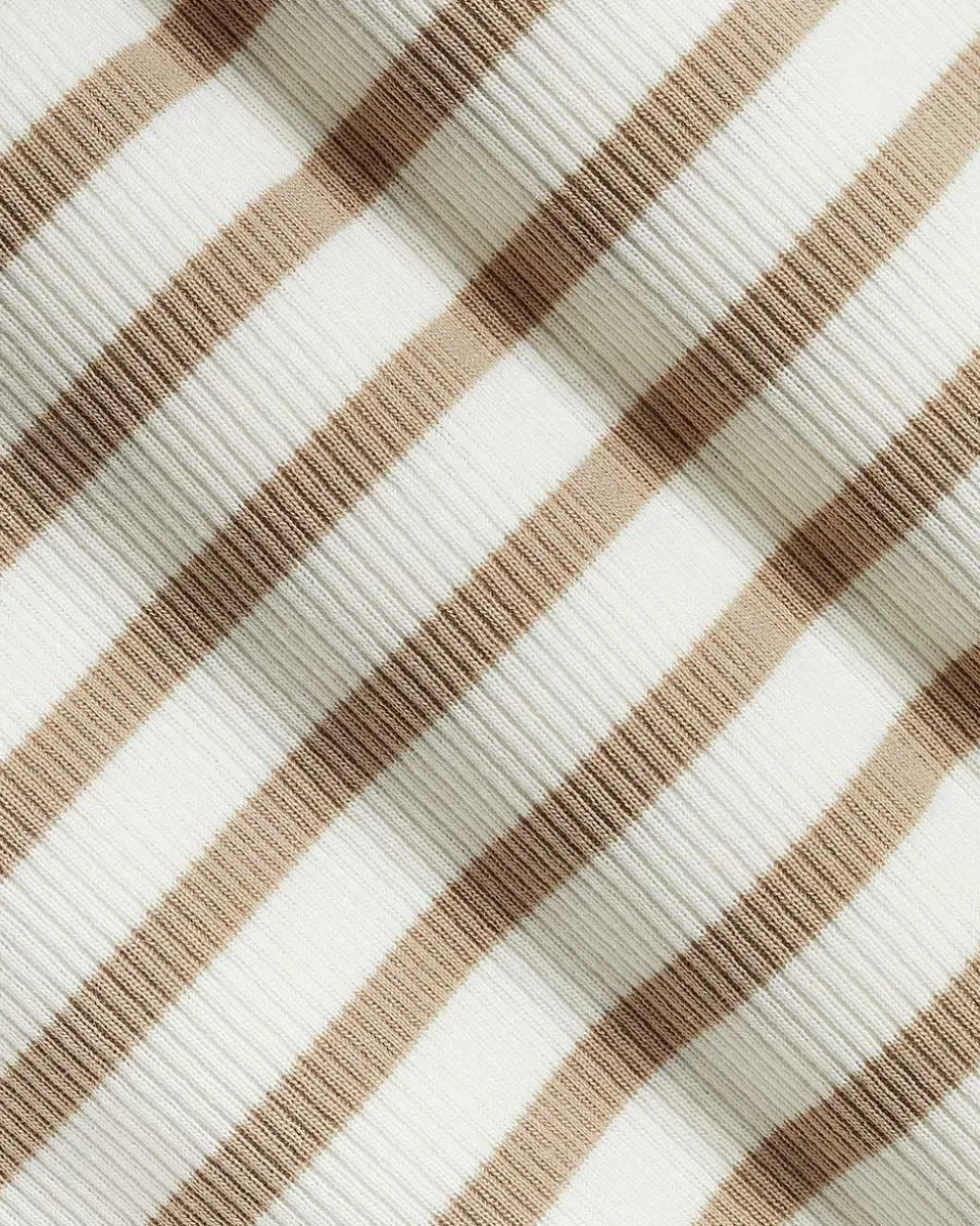Striped Short-Flutter-Sleeve Crew-Neck Top
