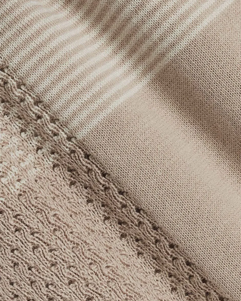 Striped Short-Sleeve Textured Polo with Johnny Collar