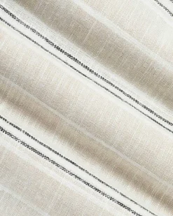 Striped Sleeveless V-Neck Linen-Blend Blouse